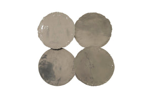 Phillips Collection Cast Oil Drum Wall Discs - Industrial Glamour for Modern Spaces, Striking Decor for Any Room Liquid Silver, Set of 4 PH67805