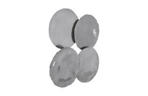 Phillips Collection Cast Resin Oil Drum Wall Discs Aged Silver Patina Industrial Art Set of 4 PH67805