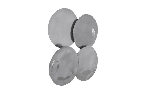 Phillips Collection Cast Resin Oil Drum Wall Discs Aged Silver Patina Industrial Art Set of 4 PH67805
