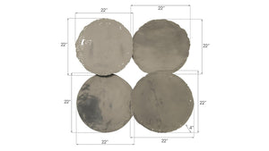 Phillips Collection Cast Resin Oil Drum Wall Discs Aged Silver Patina Industrial Art Set of 4 PH67805