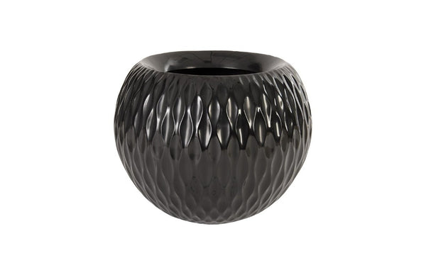 Phillips Collection Ripple Sculptural Planter Composite Resin Matte Black Organic Textured Indoor Outdoor PH67836