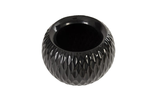Phillips Collection Ripple Sculptural Planter Composite Resin Matte Black Organic Textured Indoor Outdoor PH67836