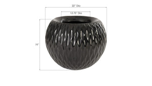 Phillips Collection Ripple Sculptural Planter Composite Resin Matte Black Organic Textured Indoor Outdoor PH67836