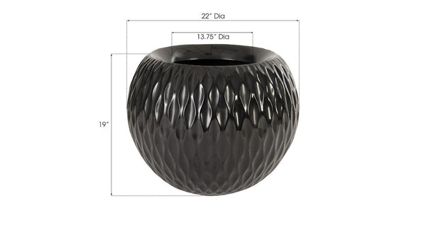 Phillips Collection Ripple Sculptural Planter Composite Resin Matte Black Organic Textured Indoor Outdoor PH67836