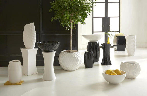 Phillips Collection Ripple Sculptural Planter Composite Resin Matte Black Organic Textured Indoor Outdoor PH67836