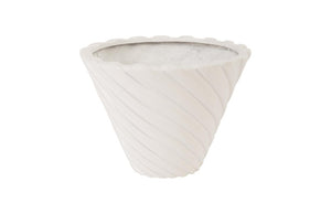 Phillips Collection Turbo Flared Composite Resin Planter with Wave Texture and Gel Coat White Finish PH67841
