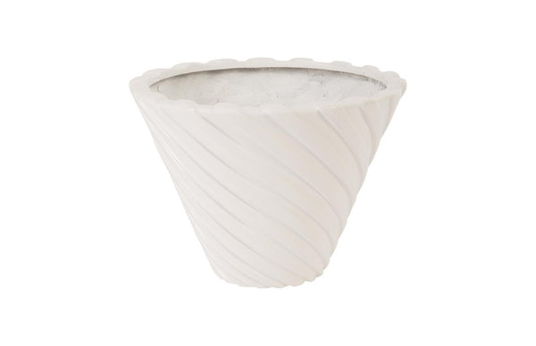 Phillips Collection Turbo Flared Composite Resin Planter with Wave Texture and Gel Coat White Finish PH67841