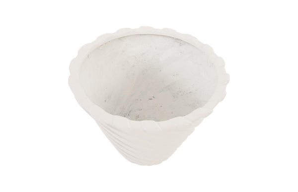 Phillips Collection Turbo Flared Composite Resin Planter with Wave Texture and Gel Coat White Finish PH67841