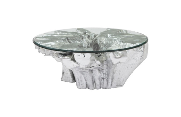Phillips Collection Abyss Silver Leaf Resin Root Coffee Table Sculptural Organic Form Living Room PH67967