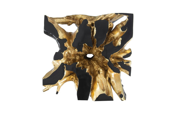Phillips Collection Noir Cast Root Coffee Table - Black & Gold Leaf, Unique Sculptural Design for Modern Elegance PH67969