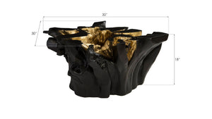 Phillips Collection Noir Cast Root Coffee Table - Black & Gold Leaf, Unique Sculptural Design for Modern Elegance PH67969
