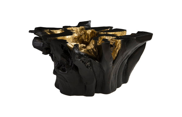 Phillips Collection Noir Cast Root Coffee Table - Black & Gold Leaf, Unique Sculptural Design for Modern Elegance PH67969
