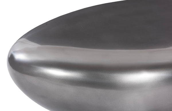 Phillips Collection River Stone Coffee Table in Polished Aluminum - Small, Modern Organic Design with Rounded Edges PH68783