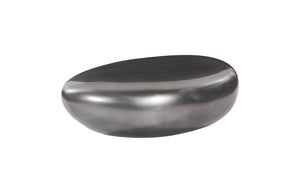 Phillips Collection River Stone Coffee Table in Polished Aluminum - Small, Modern Organic Design with Rounded Edges PH68783