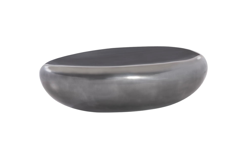 Phillips Collection River Stone Coffee Table - Organic-Shape Polished Aluminum Design for Modern Living Spaces, 54"x34" PH68784