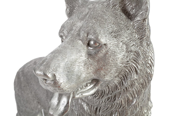 Phillips Collection German Shepherd Sculpture in Silver Leaf Finish | Elegant Art Piece for Home and Office Décor PH72092