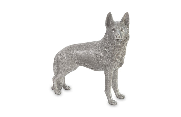 Phillips Collection German Shepherd Sculpture in Silver Leaf Finish | Elegant Art Piece for Home and Office Décor PH72092