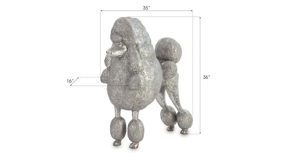 Phillips Collection Poodle, Elegant Silver Leaf Sculpture - Handcrafted Resin Décor for Upscale Interiors & Collectors PH72093