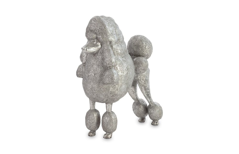 Phillips Collection Poodle, Elegant Silver Leaf Sculpture - Handcrafted Resin Décor for Upscale Interiors & Collectors PH72093