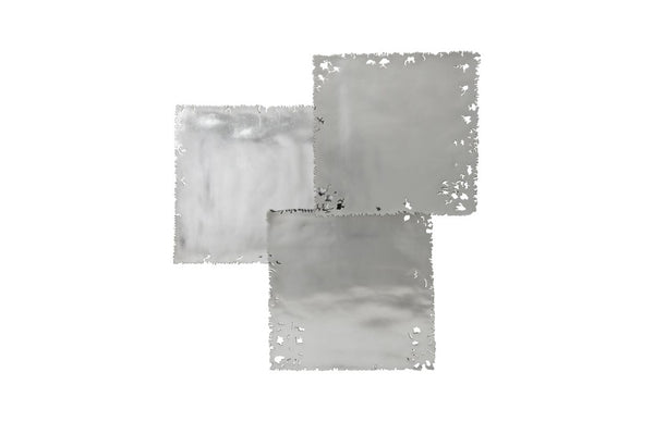 Phillips Collection Galvanized Silver Leaf Resin Wall Tiles Distressed Industrial Art Set of Three PH75349