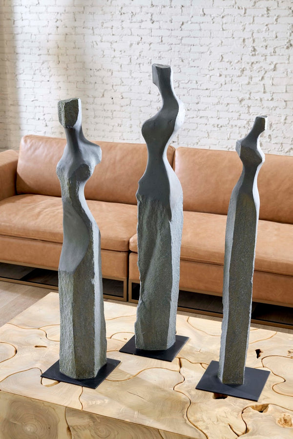 Phillips Collection Cast Stunning Abstract Women Sculptures Set of 3 - Timeless Artistry for Modern Home Decor Display PH75397