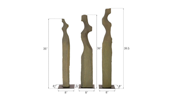 Phillips Collection Cast Stunning Abstract Women Sculptures Set of 3 - Timeless Artistry for Modern Home Decor Display PH75397