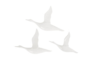 Phillips Collection Flying Ducks Set of 3 - Weather-Resistant White Wall Decor for Home and Garden Elegance PH76063