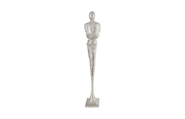 Phillips Collection Tall Chiseled Male Sculpture - Striking Modern Art Piece for Contemporary Home Decor and Gallery Displays Resin, Silver Leaf PH76687