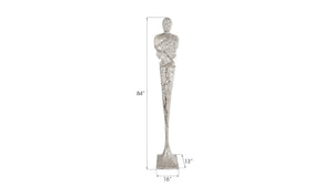 Phillips Collection Tall Chiseled Male Sculpture - Striking Modern Art Piece for Contemporary Home Decor and Gallery Displays Resin, Silver Leaf PH76687