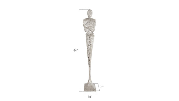 Phillips Collection Tall Chiseled Male Sculpture - Striking Modern Art Piece for Contemporary Home Decor and Gallery Displays Resin, Silver Leaf PH76687