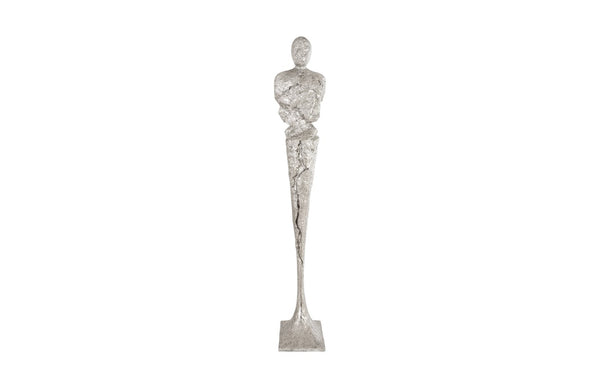 Phillips Collection Tall Chiseled Male Sculpture - Striking Modern Art Piece for Contemporary Home Decor and Gallery Displays Resin, Silver Leaf PH76687