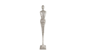 Phillips Collection Tall Chiseled Female Sculpture - Modern Art Piece for Elegant Interiors with Distinctive Texture and Style Resin, Silver Leaf PH76688