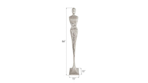 Phillips Collection Tall Chiseled Female Sculpture - Modern Art Piece for Elegant Interiors with Distinctive Texture and Style Resin, Silver Leaf PH76688