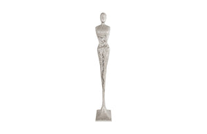 Phillips Collection Tall Chiseled Female Sculpture - Modern Art Piece for Elegant Interiors with Distinctive Texture and Style Resin, Silver Leaf PH76688