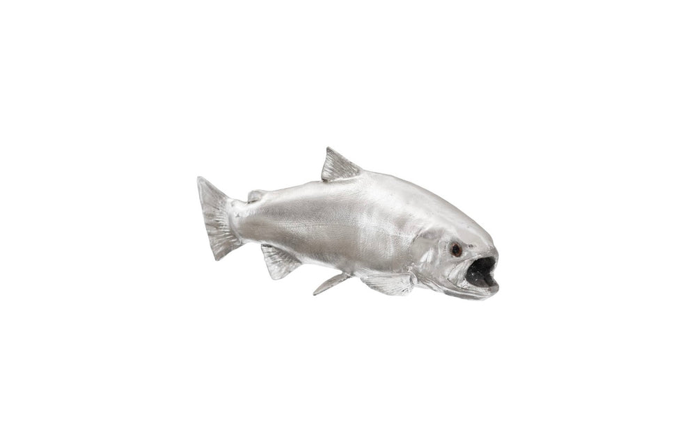 Phillips Collection Rainbow Trout Silver Sculpture - Stunning Resin Art For Modern Decor, Playful & Versatile Design Silver Resin Ph76838