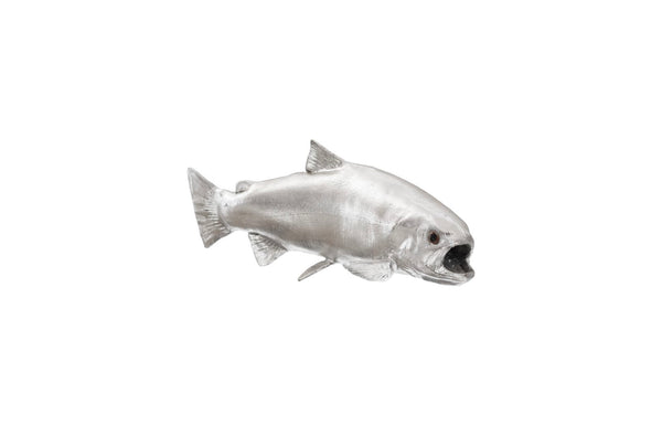 Phillips Collection Rainbow Trout Silver Sculpture - Stunning Resin Art For Modern Decor, Playful & Versatile Design Silver Resin Ph76838