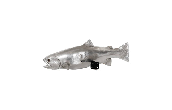 Phillips Collection Rainbow Trout Silver Sculpture - Stunning Resin Art For Modern Decor, Playful & Versatile Design Silver Resin Ph76838