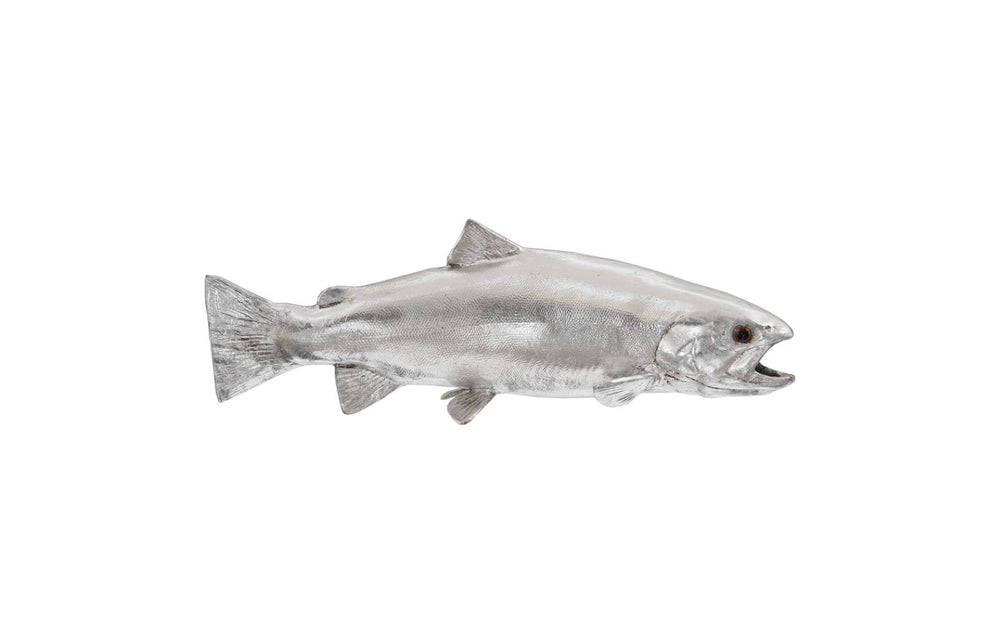 Phillips Collection Rainbow Trout Silver Sculpture - Stunning Resin Art For Modern Decor, Playful & Versatile Design Silver Resin Ph76838