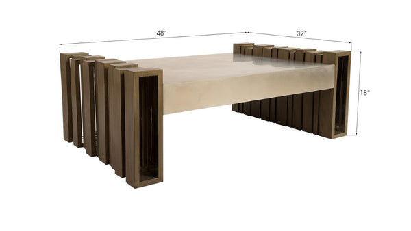Phillips Collection Barcode Coffee Table Sculptural Mahogany Base with Stainless Steel Inlay for Living Room PH76981