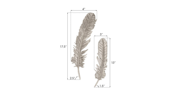Phillips Collection Feathers Decorative Wall Art Sculptures – Luminous Nature-inspired Design For Modern Interiors Silver Resin Ph79017