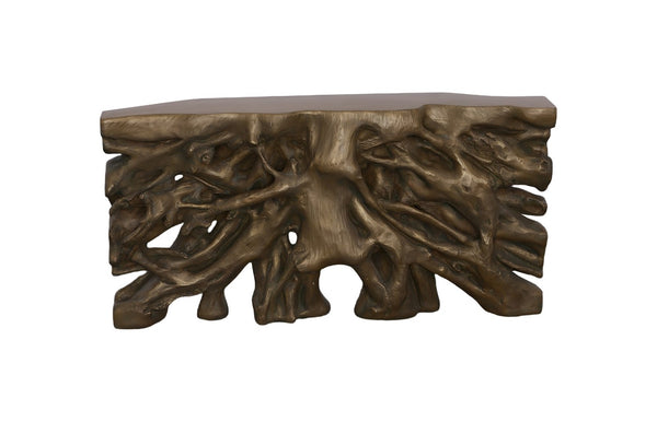 Phillips Collection Square Root Console Table - Modern Organic Design for Entryway, Hallway, or Living Room Decor Resin, Antique Bronze Finish PH79052