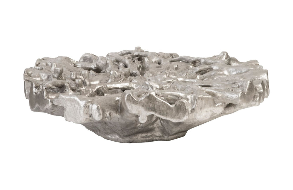 Phillips Collection Root Cast Coffee Table - Antique Silver Leaf Finish, Unique Organic Design For Modern Spaces Silver Resin Ph79106