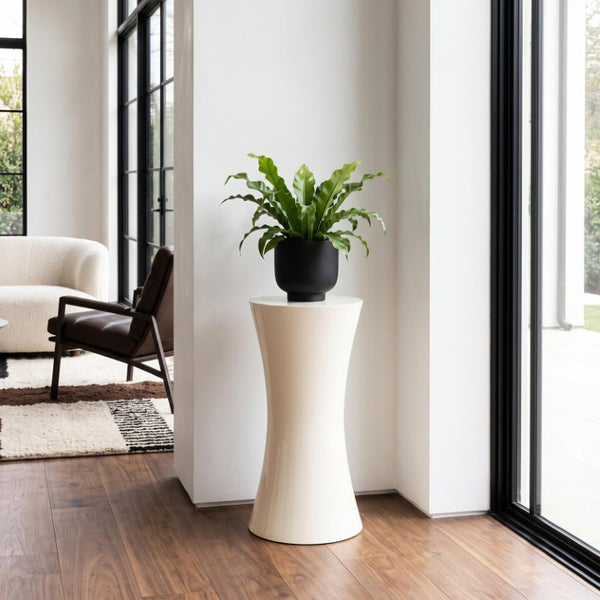 Phillips Collection Ave Resin Hourglass Pedestal with Glossy White Gel Coat Finish for Indoor Outdoor Display PH80614