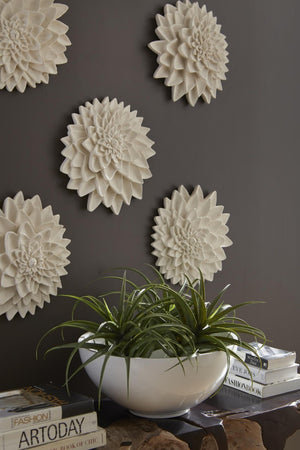 Phillips Collection Sulu Wide Shallow Resin Decorative Bowl with Gel Coat White Finish for Indoor Outdoor Use PH80630