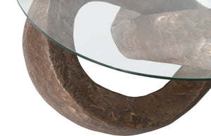 Phillips Collection Trifoil Coffee Table - Sculptural Modern Design in Liquid Silver with Elegant Glass Top for Living Spaces Bronze w/ Glass PH80673