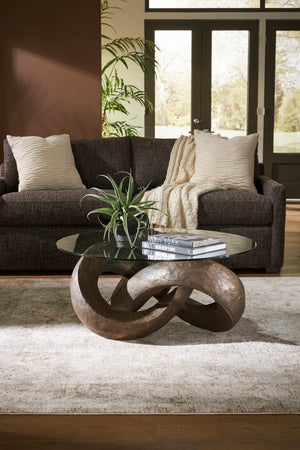Phillips Collection Trifoil Coffee Table - Sculptural Modern Design in Liquid Silver with Elegant Glass Top for Living Spaces Bronze w/ Glass PH80673