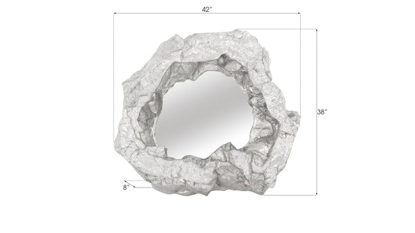 Phillips Collection Rock Pond Mirror – Asymmetrical Silver Leaf Design for Modern Organic Wall Décor and Sculpture PH81110