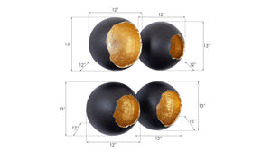Phillips Collection Broken Egg Wall Art Set Of 4 - Black & Gold Leaf Decorative Sculptures For Modern Home Decor Black,Gold Resin Ph81190
