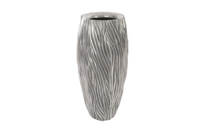 Phillips Collection Alon Tall Column Planter Resin with Polished Aluminum Finish for Indoor Outdoor Use PH82317