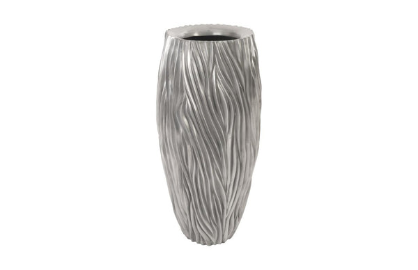 Phillips Collection Alon Tall Column Planter Resin with Polished Aluminum Finish for Indoor Outdoor Use PH82317